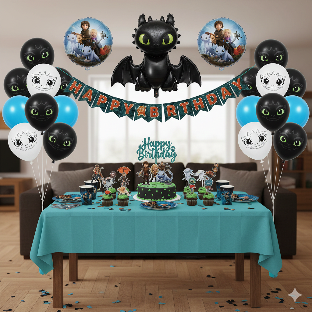 Kit décoration anniversaire Dragons Croque-Mou et Furie Éclair