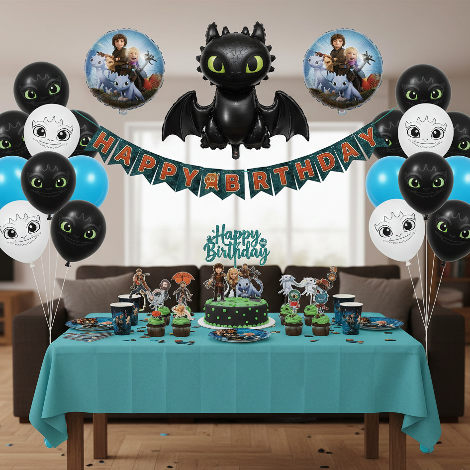 Kit décoration anniversaire Dragons Croque-Mou et Furie Éclair