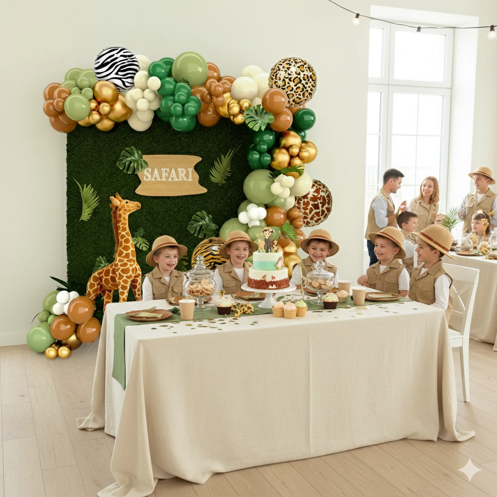 Kit arche de ballons safari 127 pièces pour décoration d'anniversaire jungle