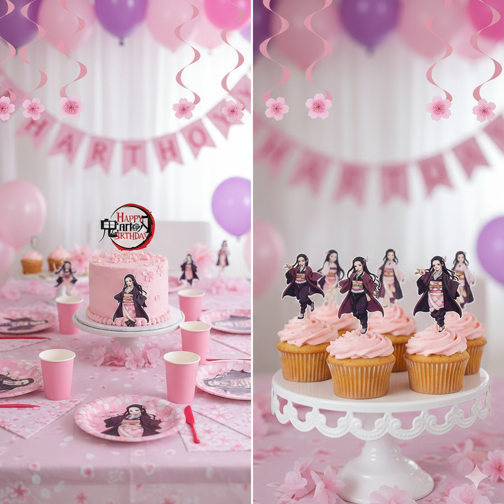 Kit Anniversaire Complet - Thème Nezuko Kamado (Demon Slayer) 🌸