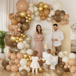 Kit Arche de Ballons "Bohème Chic" – Café, Sable & Or (121 Pièces)