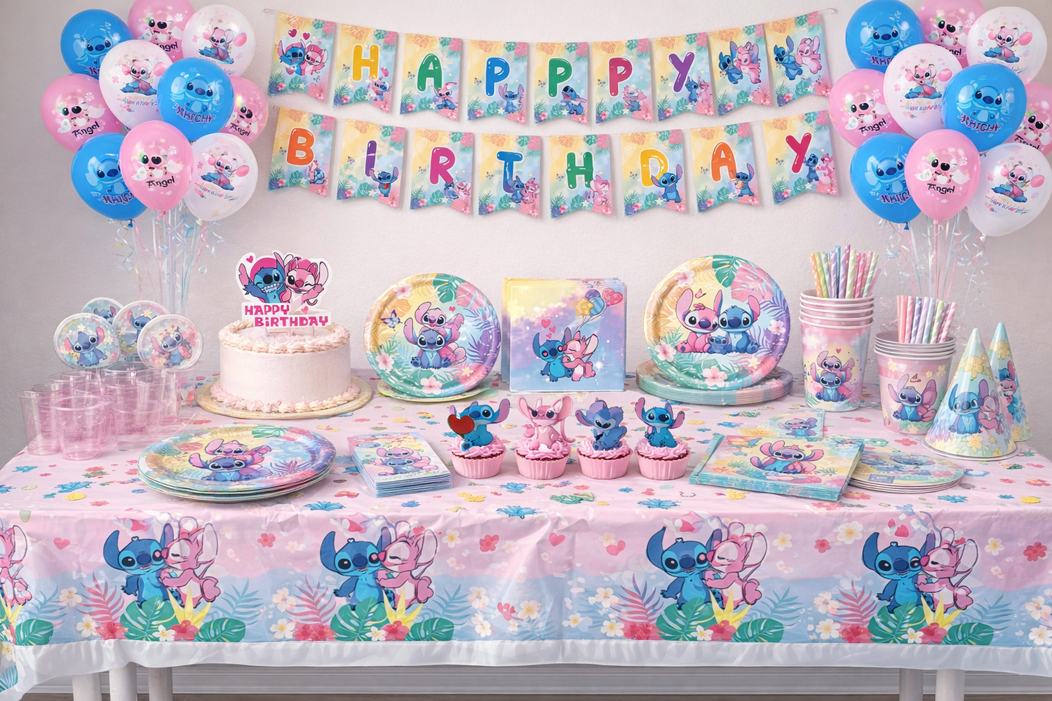 Kit Décoration Anniversaire Stitch et Angel – 145 Pièces