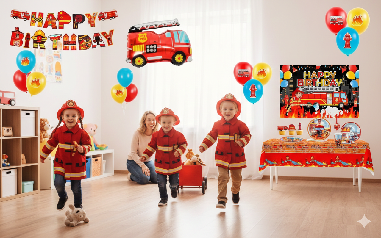 Kit de Décoration Anniversaire "Mission Sapeurs-Pompiers